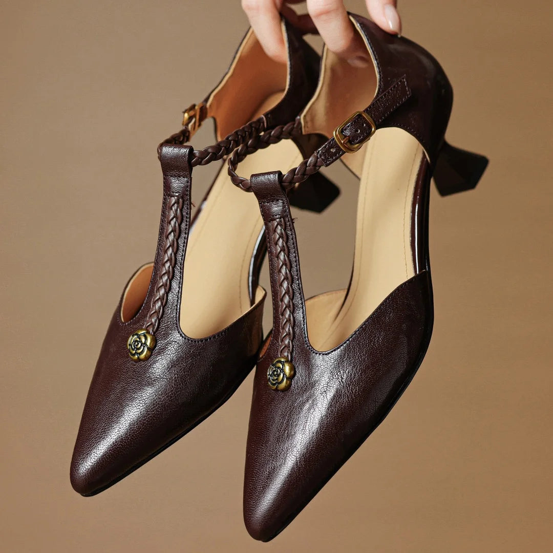 Genuine Leather T-strap Sandals