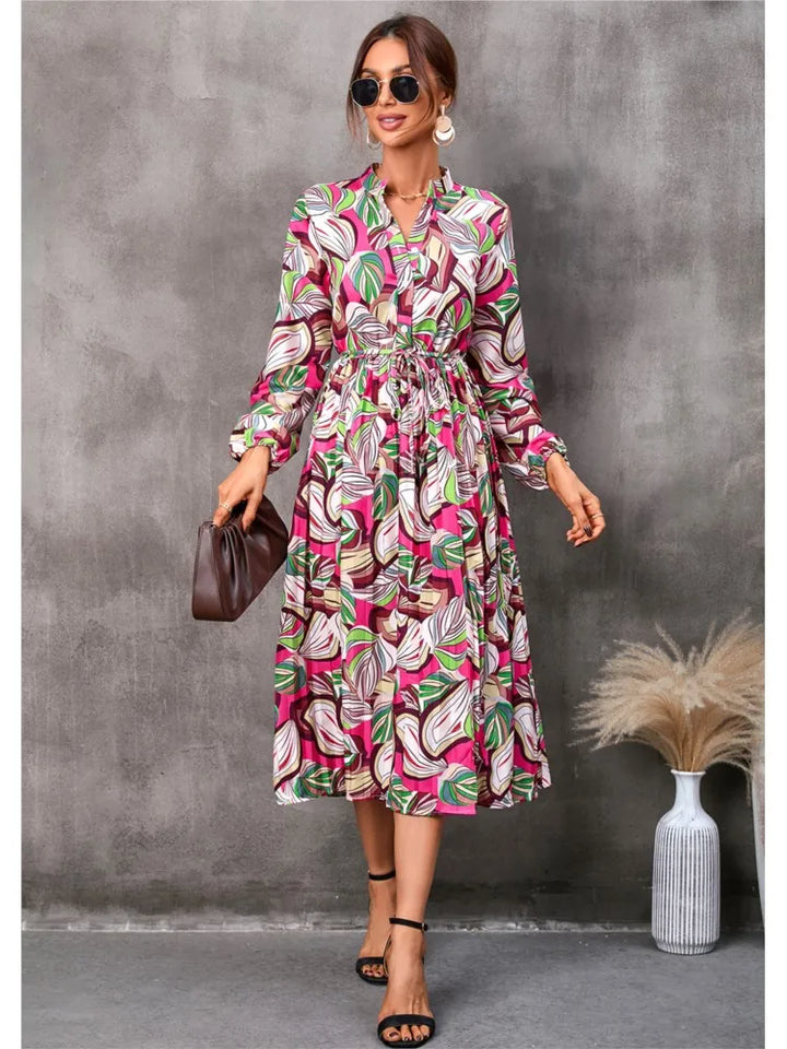 Lace Up Floral Dress