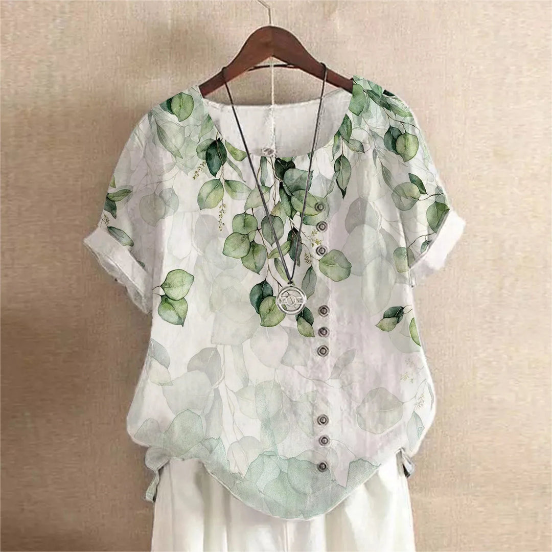 Retro White Printed Blouse