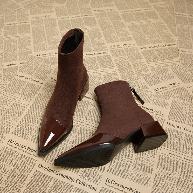 Pointed Toe Low Heel Boots
