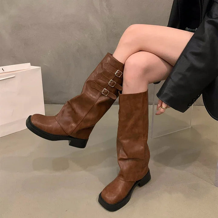Retro Style Knee High Boots