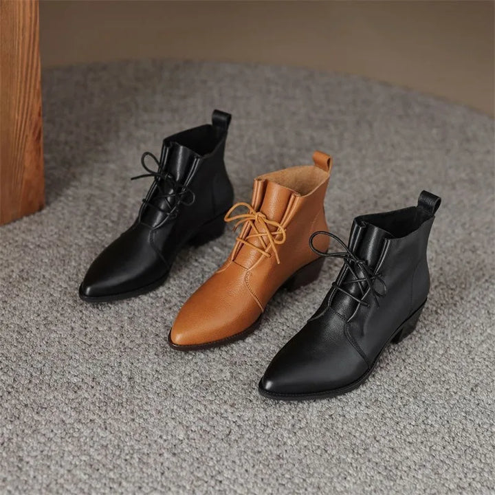 Ankle Pointed Toe Lace Up Boots