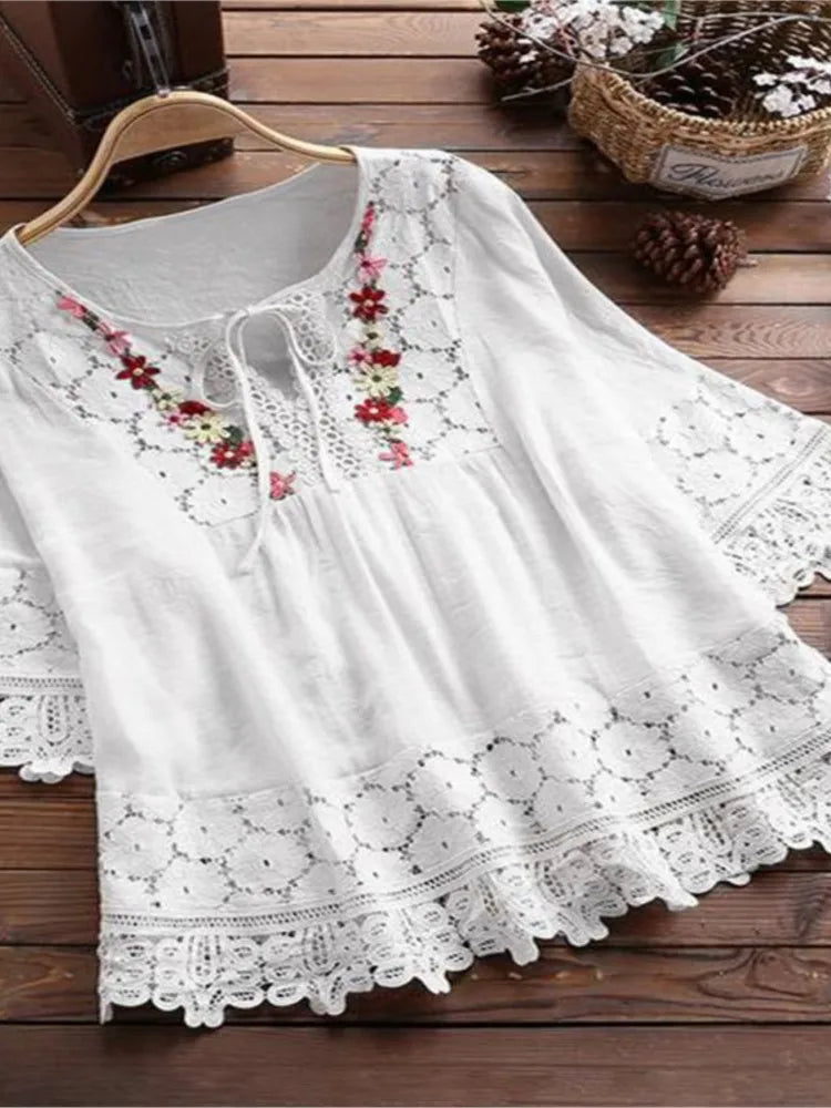 Flower V-neck Blouse