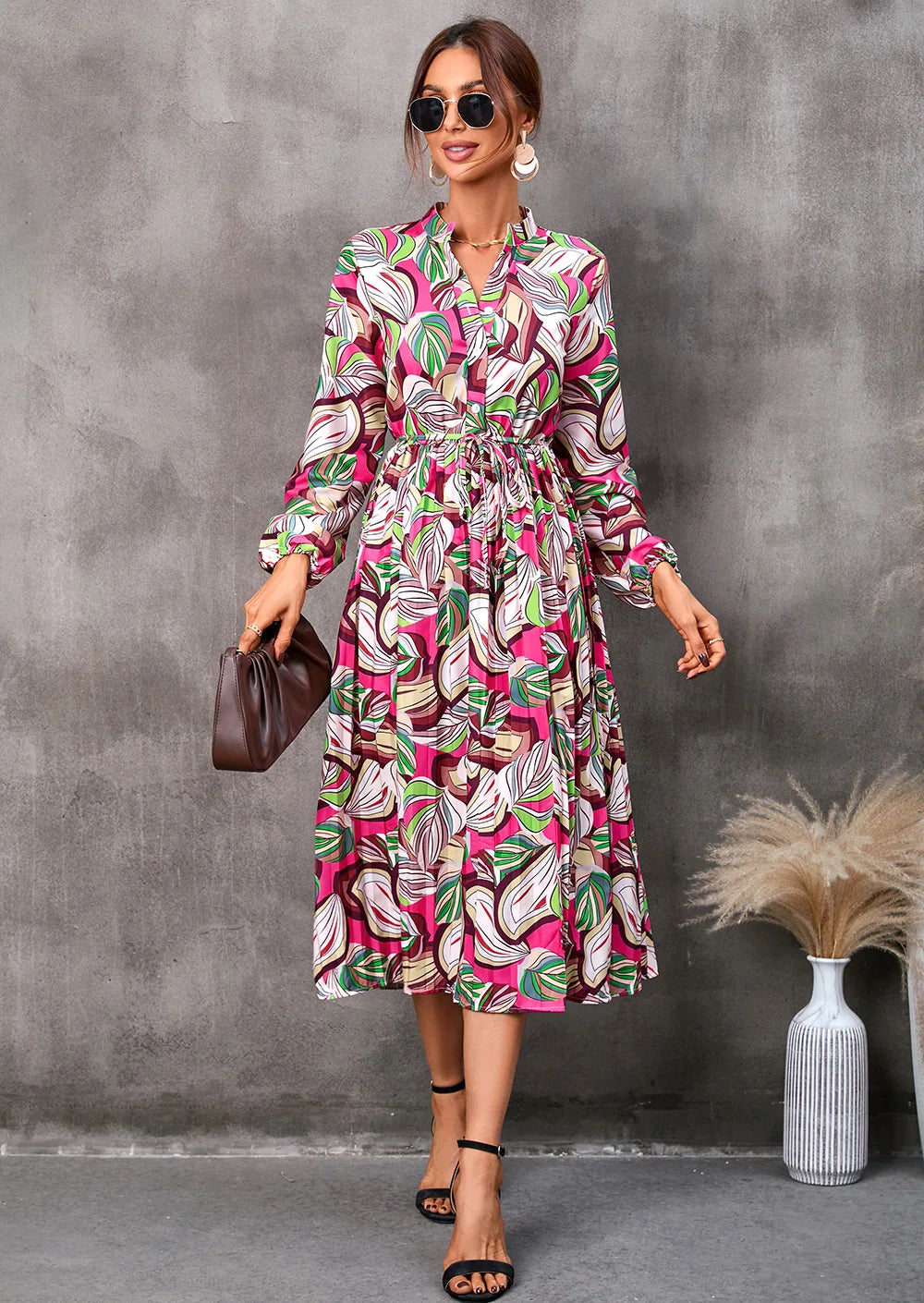 Lace Up Floral Dress