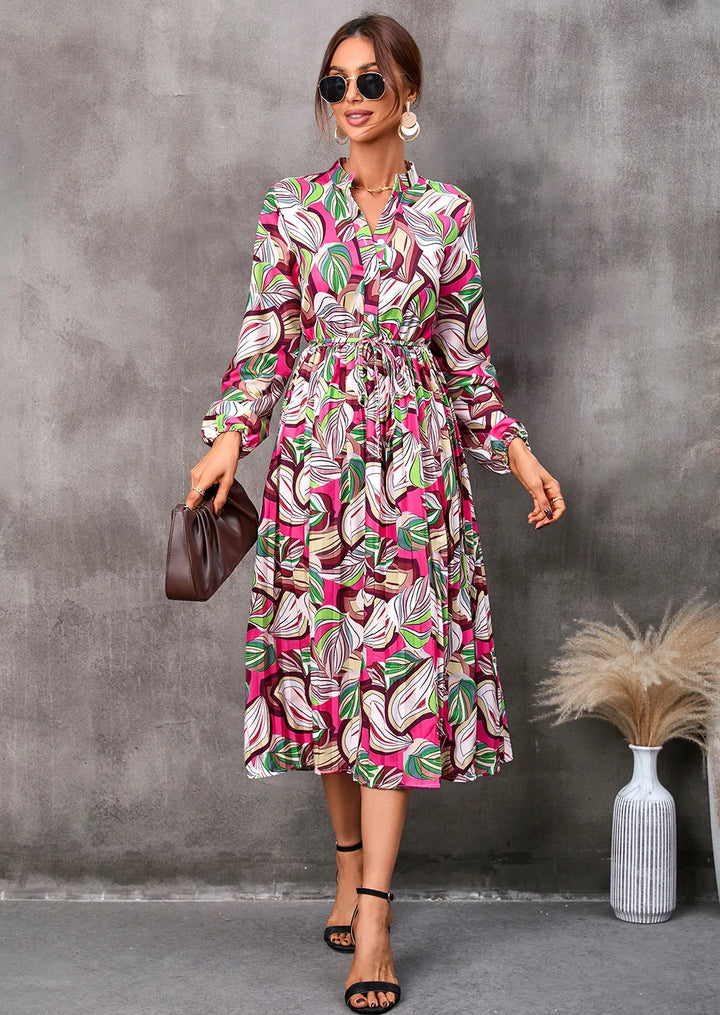 Lace Up Floral Dress