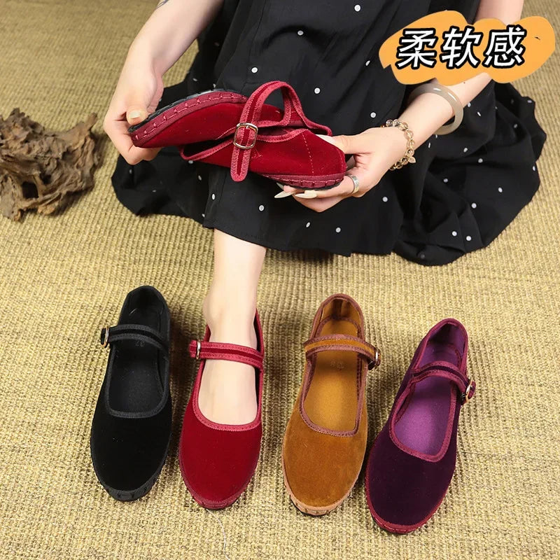 Velvet Mary Jane Shoes for Women