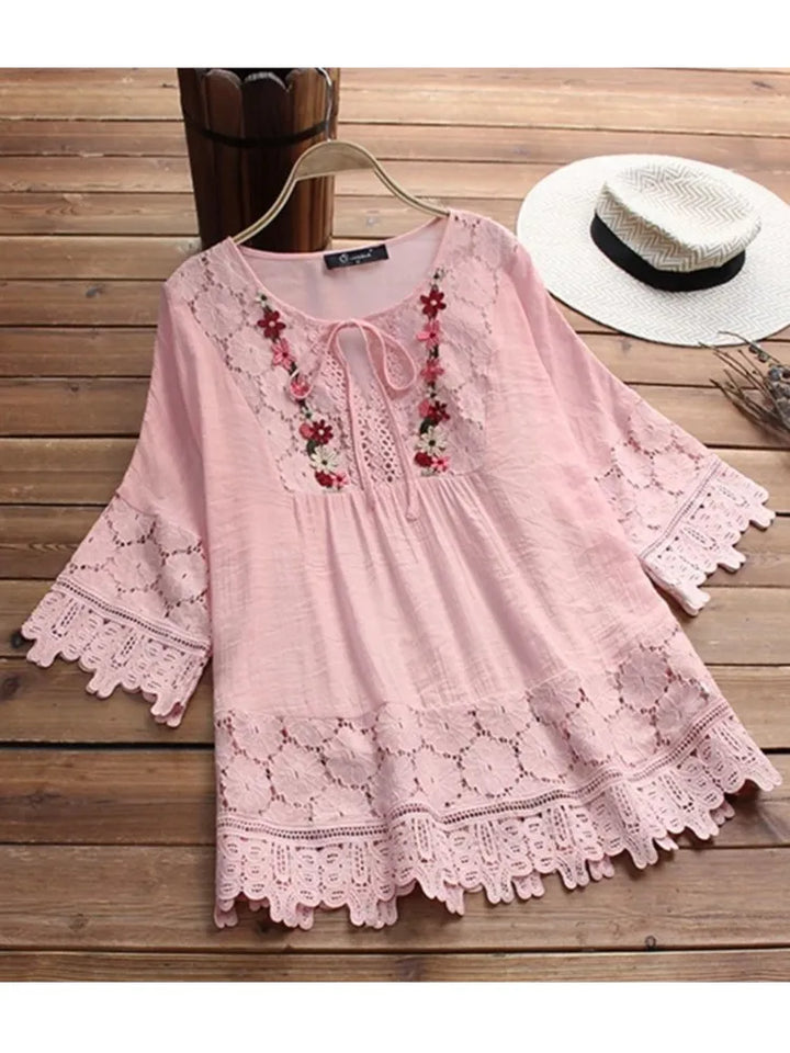 Flower V-neck Blouse