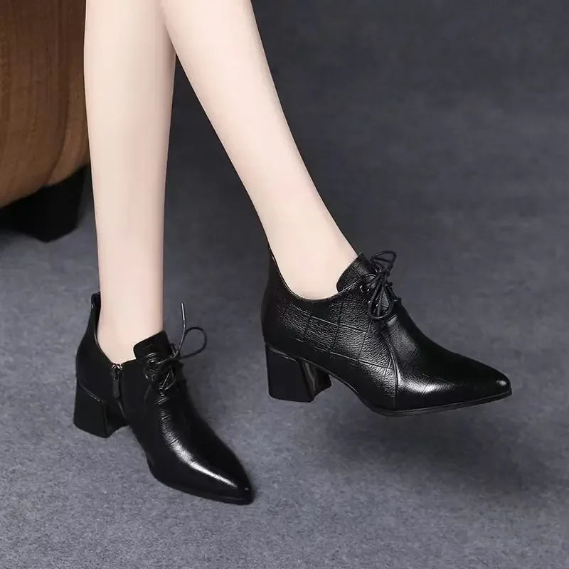 New Pointed Toe Thick Heel Shoes