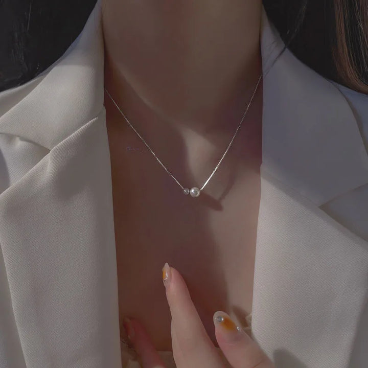 Two Pearl Necklace Pendant for Women