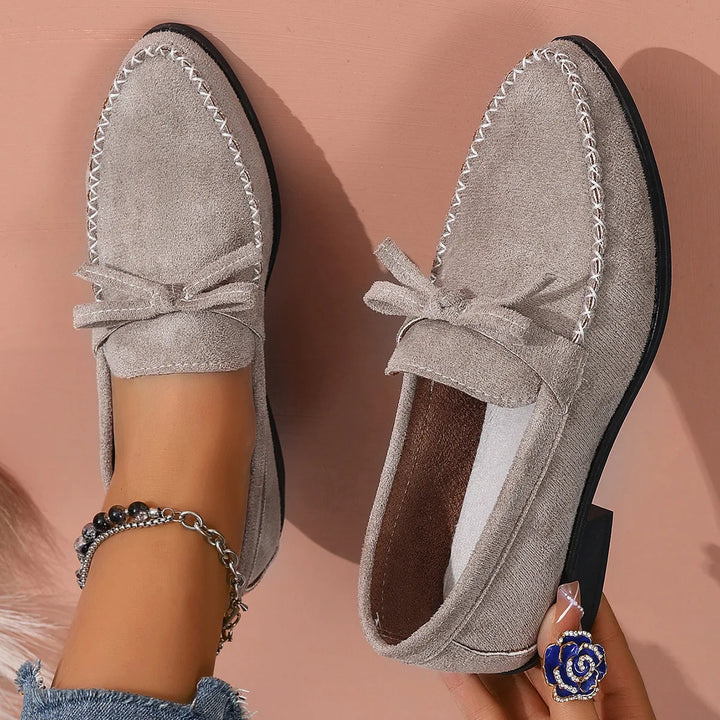 Block Heel Pointed Loafers