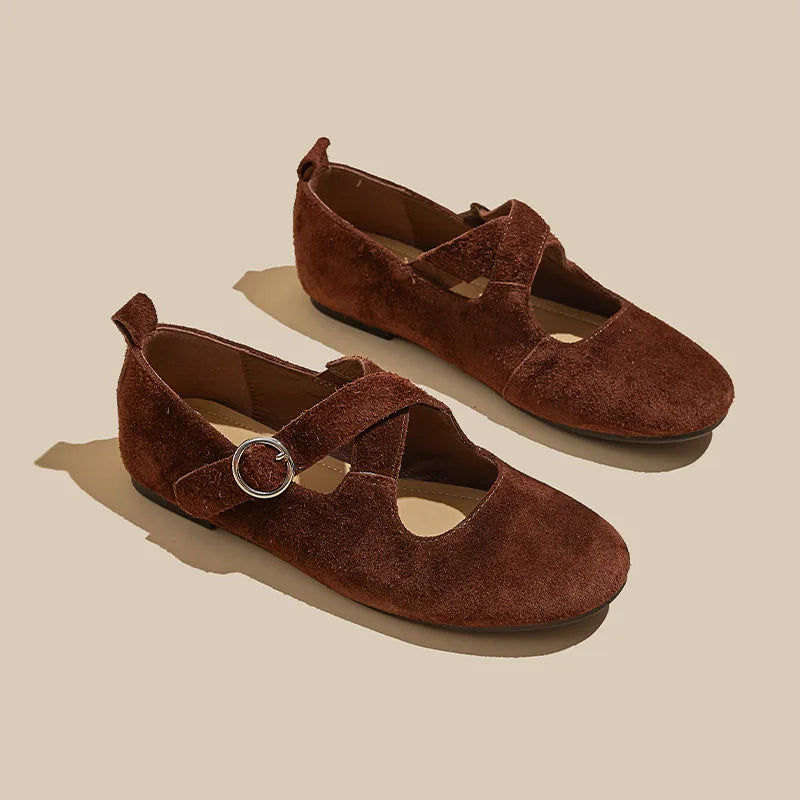 Flat Mary Janes Cross-Strap Ballets