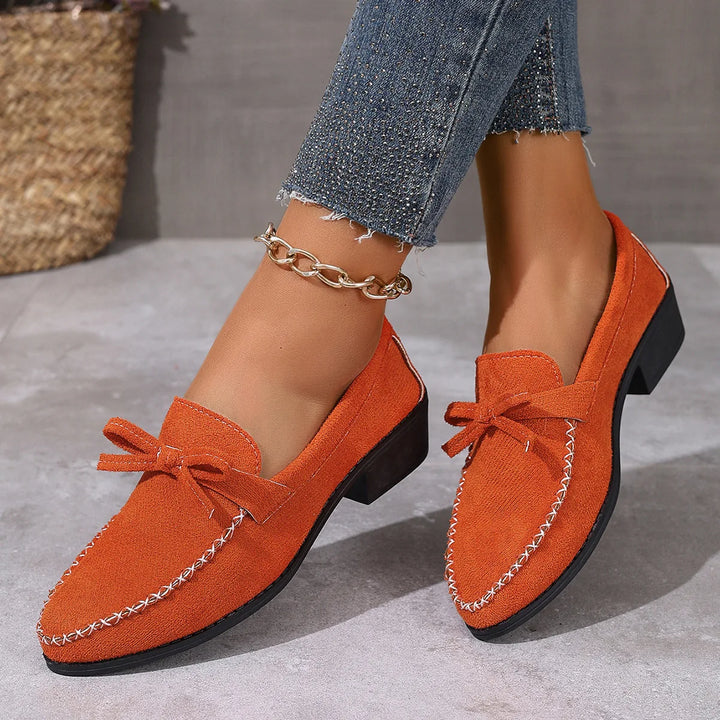 Block Heel Pointed Loafers