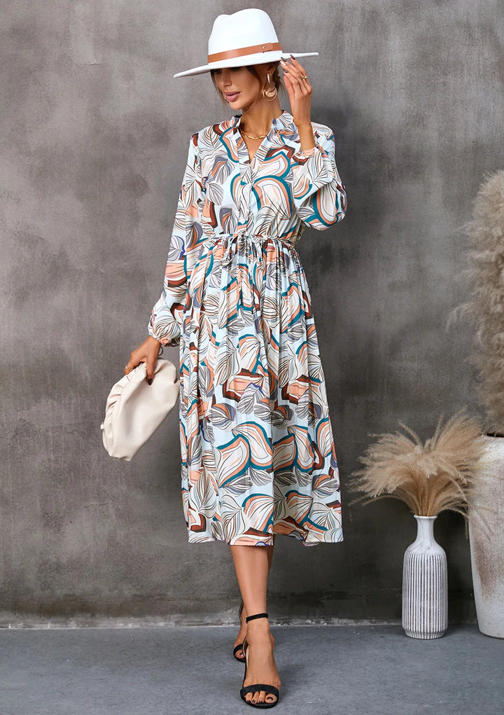 Lace Up Floral Dress