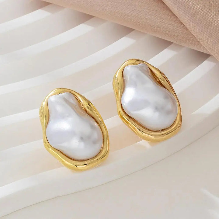 Baroque Pearl Stud Earrings for Women