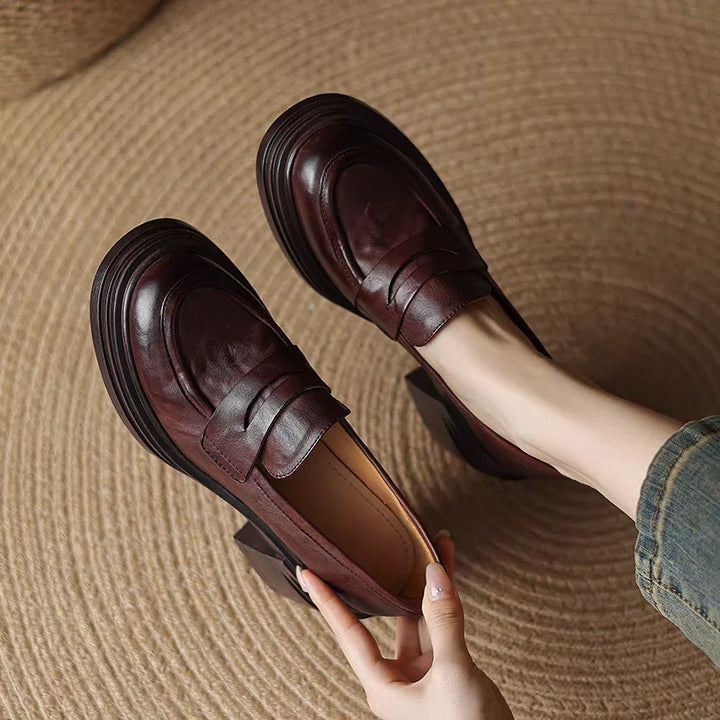 Retro Thick Heeled Woman Shoes