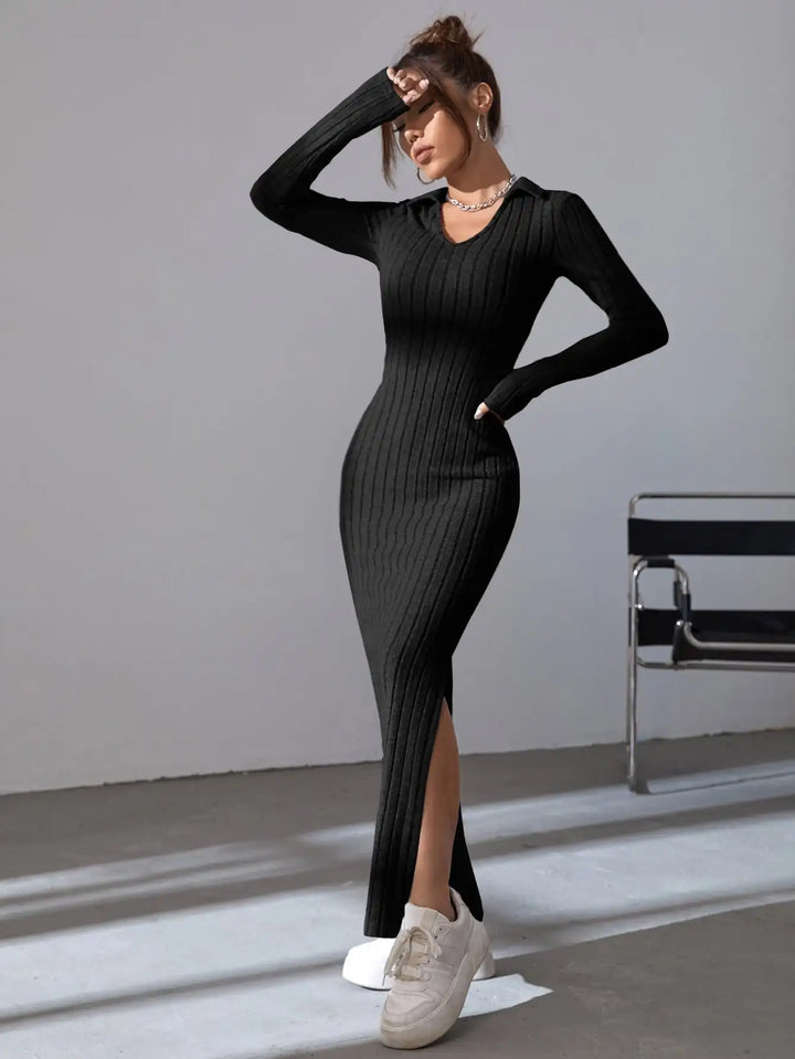 Long Sleeve V-neck Dress