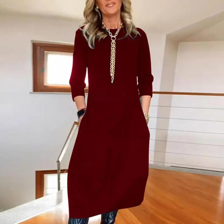 Casual Solid Round Neck Dress