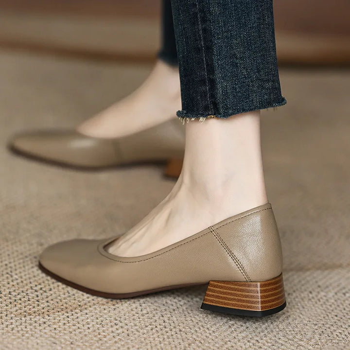 Square Head Thick-heeled Women's Shoes