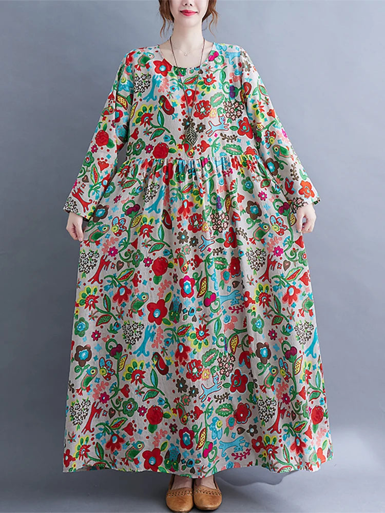 O-neck Vintage Dress