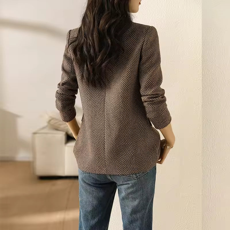 Women Stripe Formal Blazer