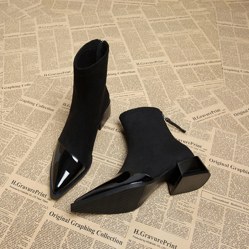 Pointed Toe Low Heel Boots