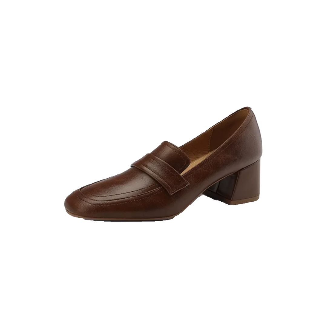 Square Toe High Heel Loafers