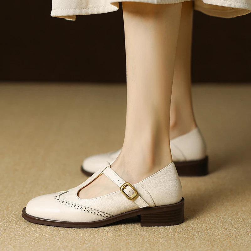 Round Toe Chunky Heel Retro Mary Janes