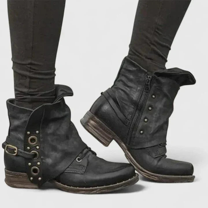 Zipped Rivet Boots