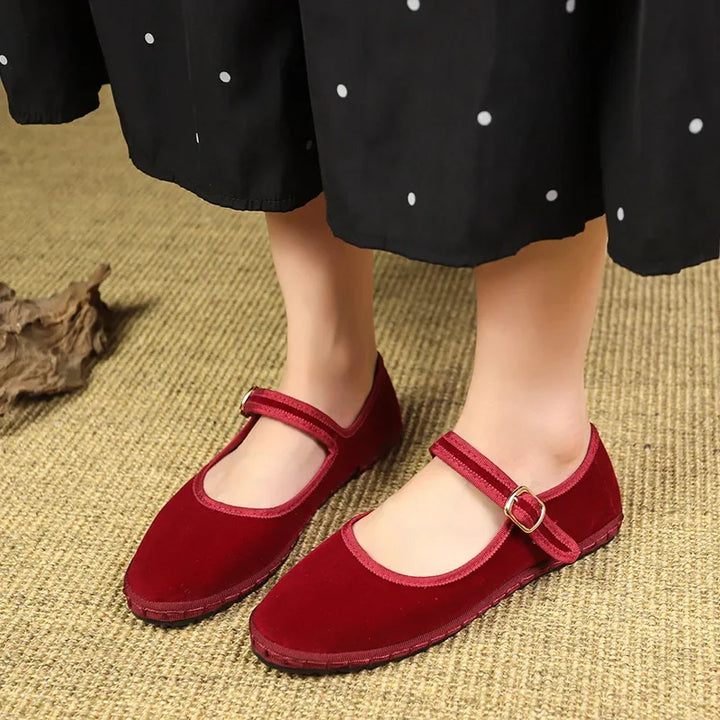 Velvet Mary Jane Shoes for Women