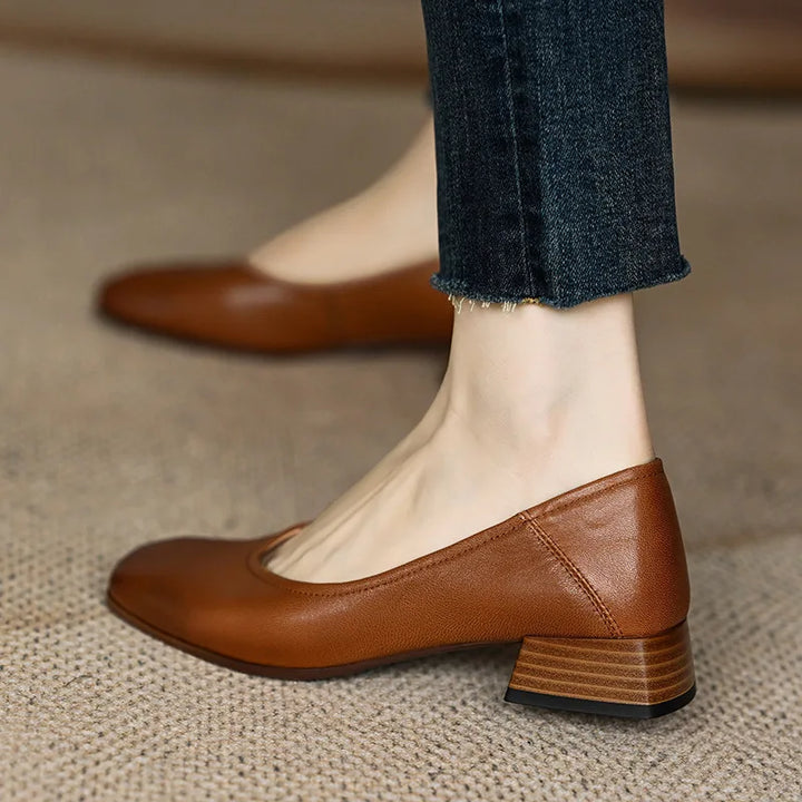 Square Head Thick-heeled Women's Shoes
