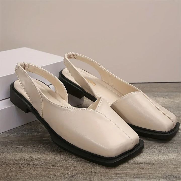 Retro Square Toe Flat Sandals