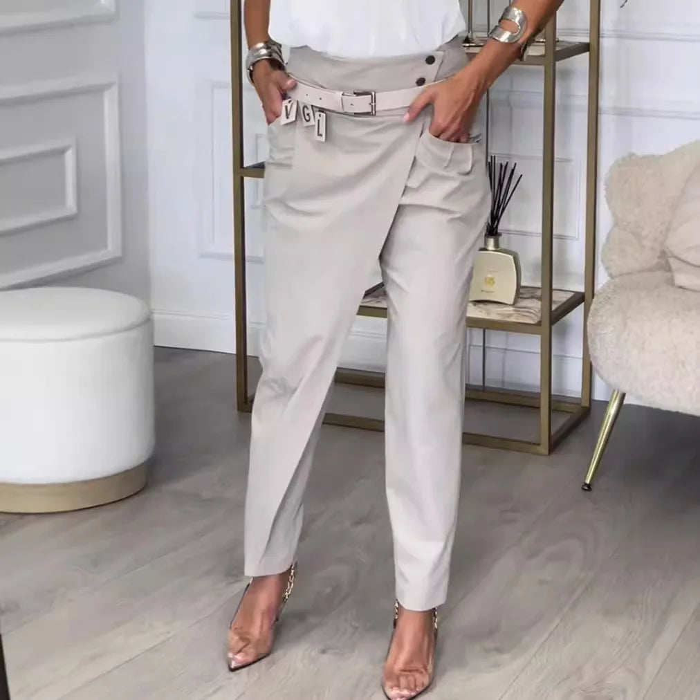 Asymmetrical High Waisted Suit Pants