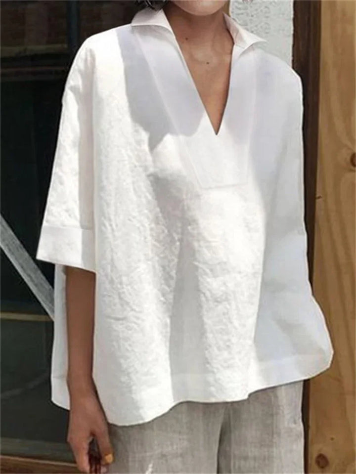 Loose V-neck Blouse