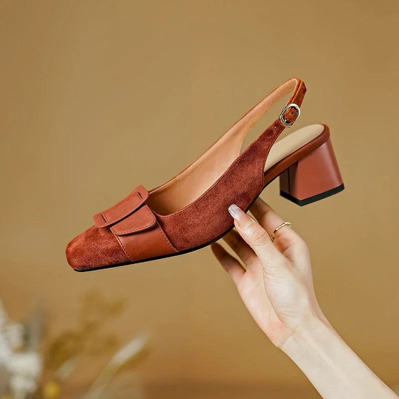 Buckle Suede Pumps