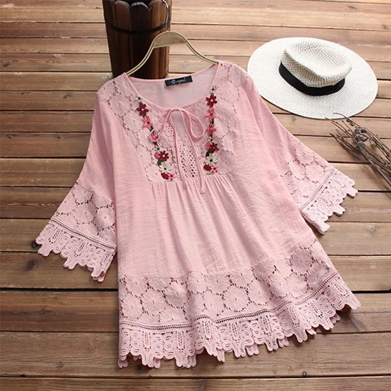 Flower V-neck Blouse