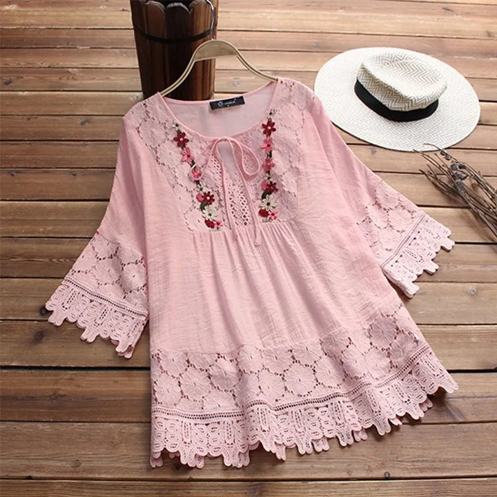 Flower V-neck Blouse
