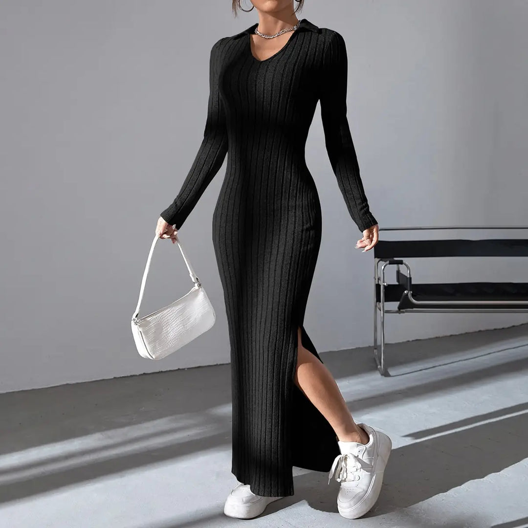 Long Sleeve V-neck Dress