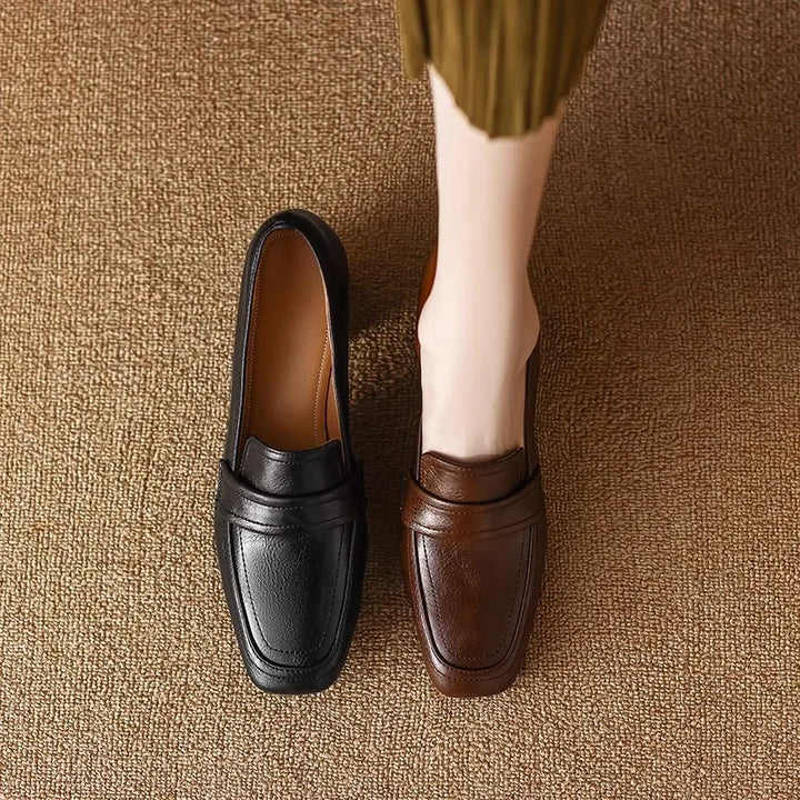 Square Toe High Heel Loafers