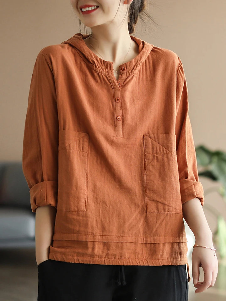 Linen Hooded Shirt