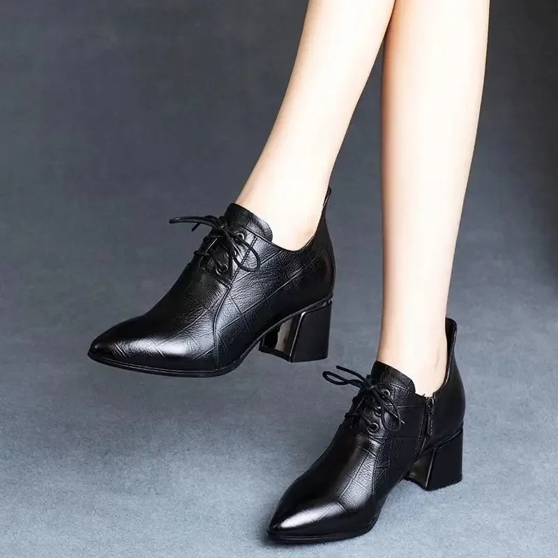 New Pointed Toe Thick Heel Shoes