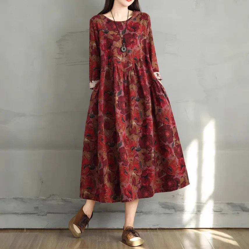 Vintage Round Neck Loose Dress