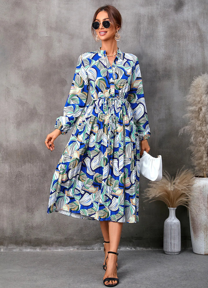 Lace Up Floral Dress