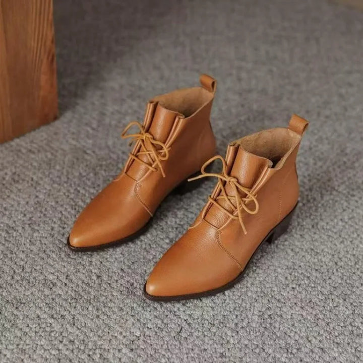 Ankle Pointed Toe Lace Up Boots