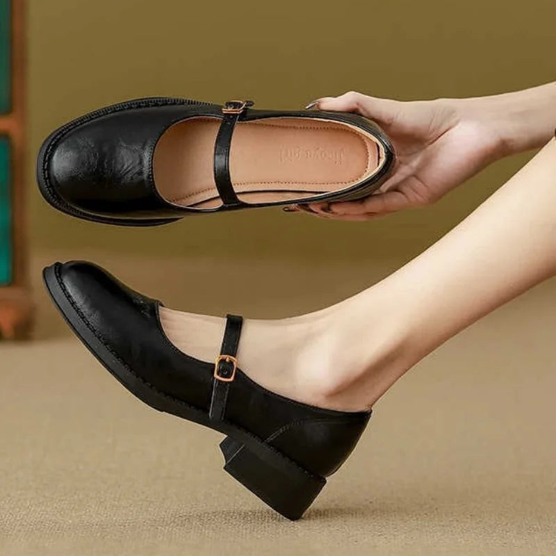 Round Toe Low Heel Mary Janes