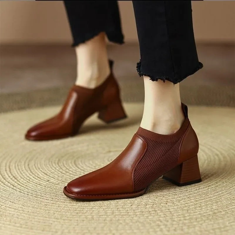 Thick Heel Naked Boots