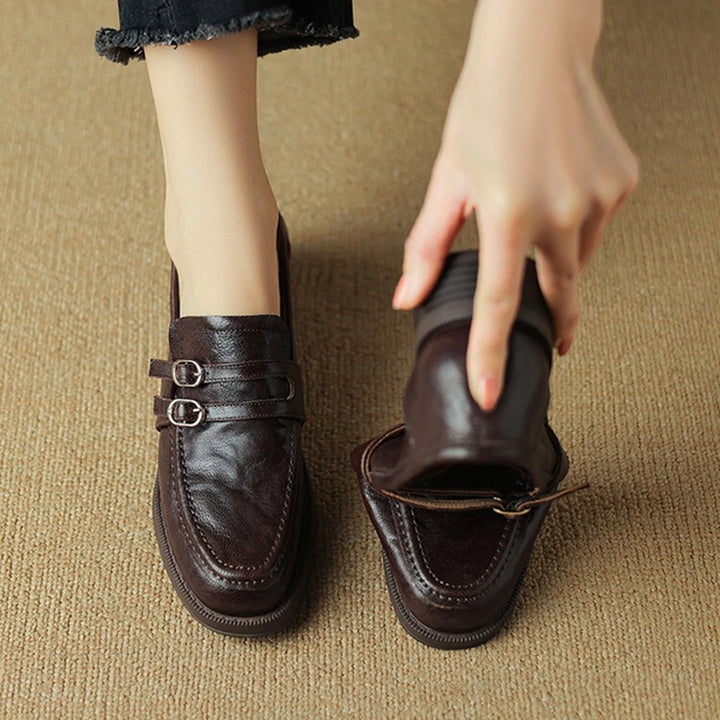 Round Toe Chunky Heel Shoes