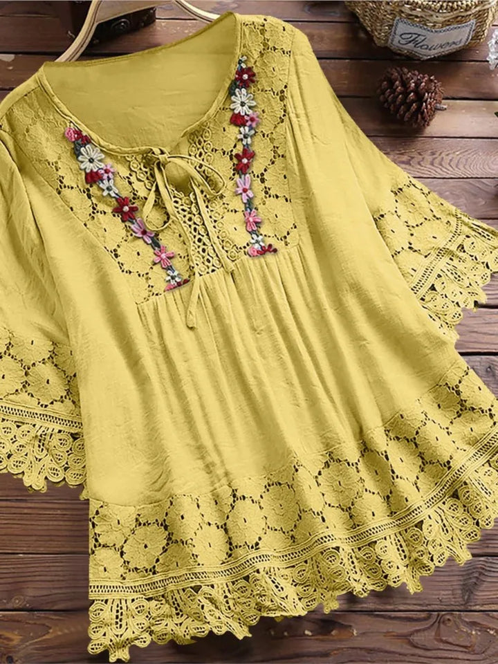 Flower V-neck Blouse