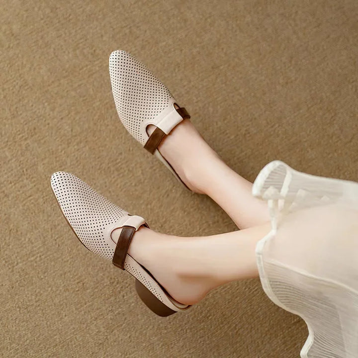 French Style Breathable Hollow Headed Slippers