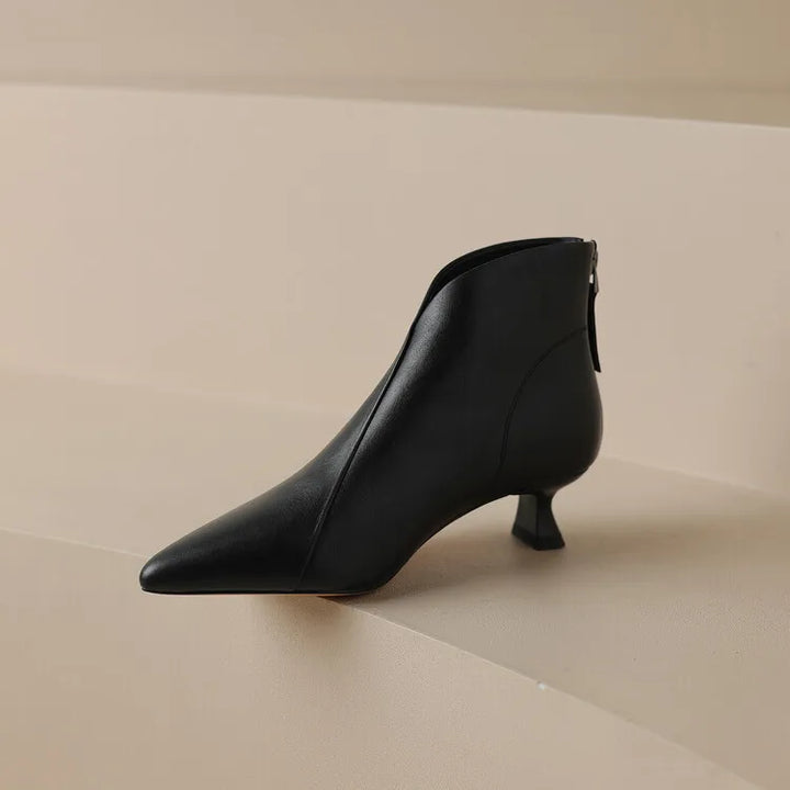 Elegant Pointed Toe Thick Middle Ankle Boots