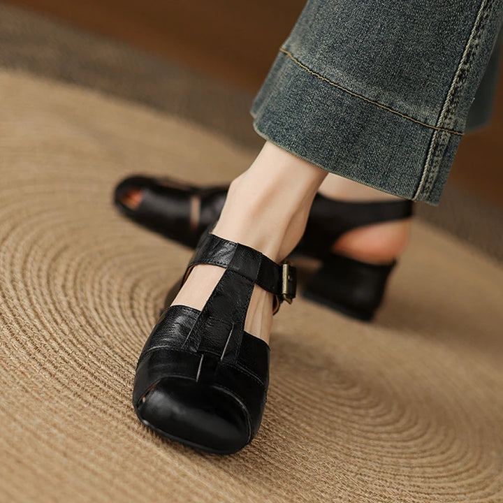 Square Toe Chunky Heel Shoes